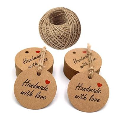 China Anti-Counterfeit Jute Twines Twine Gift Tags For Birthday Party Wedding Decoration Gift Organizing Brown Craft Scalloped Label Gift Paper Tags for sale