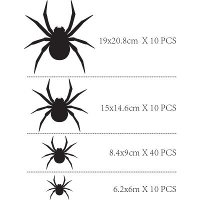 China Hard Room Home Wall Decal Window Spiders Black 3D Decoration Glass Wall Stickers for sale