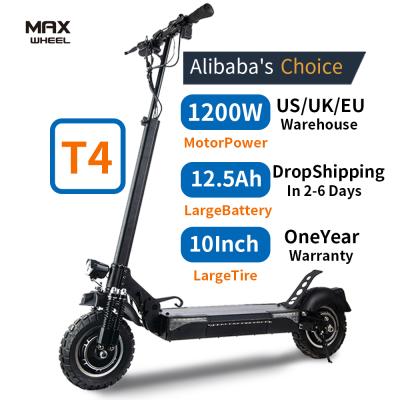 China Unisex Max Wheel T4 Off Road Electric Scooters UK Warehouse Stock 10 Inch Dual Pneumatic Tire 600w Motor 12.5ah Foldable E Scooters for sale