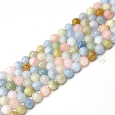 China Fashionable On Stock Loose Gemstone Beads, Natural Morganite Beads For Jewelry Making 4mm 6mm 8mm 10mm 12mm for sale