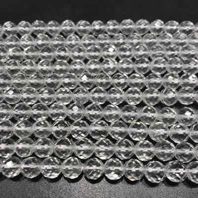 China Trendy Loose Gemstone Beads Faceted Clear Quartz Beads For Jewelry Making 4mm 6mm 8mm 10mm 12mm for sale