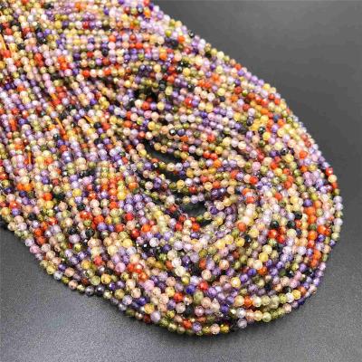 China Trendy Wholesale Beads Supplier Round Multi Color Zircon Faceted Beads For Jewelry Making 2mm 3mm 4mm for sale