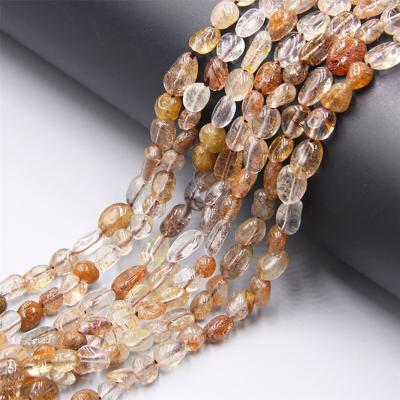 China Trendy Wholesale Gemstone Irregular Nuggets Loose Beads Rutilated Quartz Copper Beads For Jewelry Making for sale