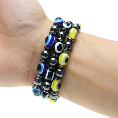 China Religious Natural Hematite Bracelets Healing Stone Beads Customized Bracelet For Women Equips Evil Eye for sale