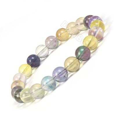 China High Jewelry 8MM Religious Natural Crystal Rainbow Fluorite Stretch Bracelets Crystal Stone For Woman Girl for sale