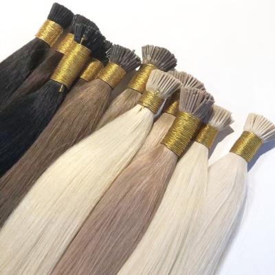 China Wholesale Good Quality Straight Unprocessed Pre Bonded Unprocessed Cuticle Virgin Aligined Human Keratin Remy Hair I Tip Hair Extensions for sale