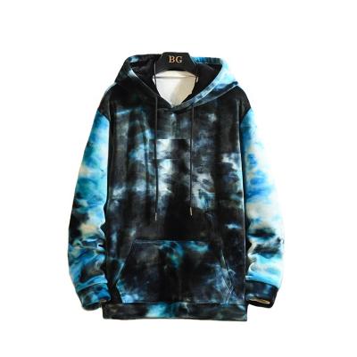 China hot sale winter fashion Anti-wrinkle tie-dye loose sleeve hoodie men sweatshirt turtle neck pullover for sale