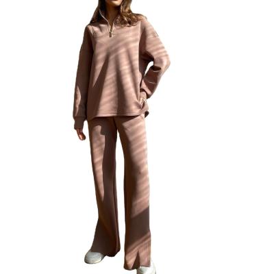 China Hot Selling Anti-pilling Women's Workout Cotton Sweater Suit Long Sleeve Sweatshirt And Casual Pantsts for sale