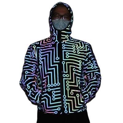 China Fashion Big Colorful Coat Men's Waterproof Luminous Colorful Reflective Jacket Laser Top for sale