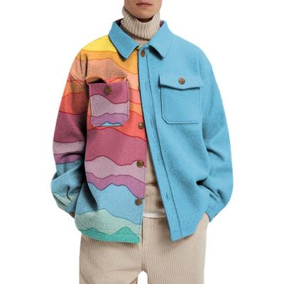 China 2021 new fashion men's long sleeve printing jacket men's autumn jacket breathable patchwork color for sale