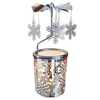 China China FactoryCustom Rotating Snowflake Candle Holder Christmas Gift Tea Light Holders Candlestick Romantic Carousel For Home Decor for sale