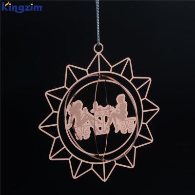 China Chirstmas Decor Customized Christmas Tree Ornaments DIY Christmas Craft Custom Stainless Steel Metal Etching Hanging Baubles for sale