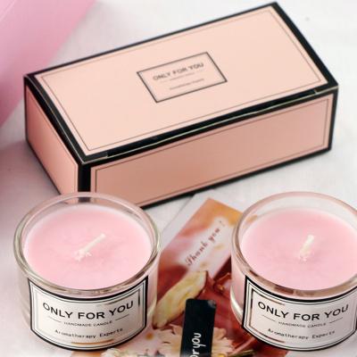 China Birthdays Sets Small Round Cup 2 Gift Box Perfume Essential Oil Aroma Candle Jar Gift Wedding Candles Luxury Kerzen for sale