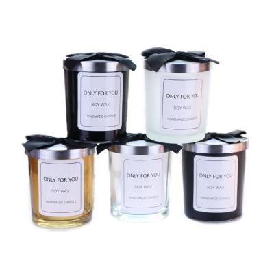 China Home Decoration DIY Empty Cup Unique Candle Jars Iron Cover Glass Perfume Essential Oil Aromatherapy Candle Accessories Candle Container for sale