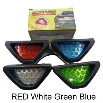 China Red 12 Colors Alarm Style DRL 12 LED Rear Tail Stop Fog Brake Light Stop Safety Lamp Car Motor LED Triangular Tail Light B7R for sale