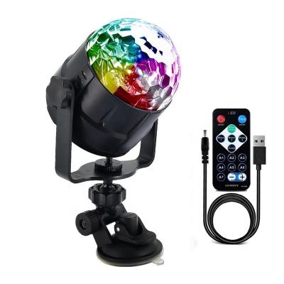 China In Car RGB Led DJ Disco Ball Stage Light Usb Power 7 Color Rotating With Remote Control For Home Party Bar Dance Car Music Lamp A6 for sale