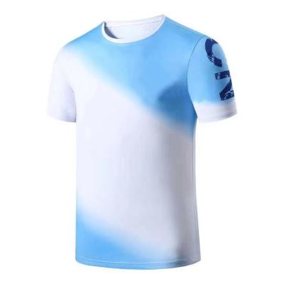 China Breathable Printed Brand Extra Comfortable Crew Men T-shirts Active Quick Dry Running Gym Workout Loose Full Sleeve Short Tee for sale