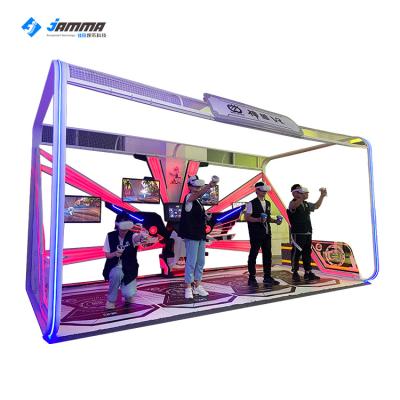 China 2021 Latest 9D VR 4 Players Virtual Reality Music Sport Pulling Children Games VR Adult Amusement Park 5.0x2.5x2.5M for sale