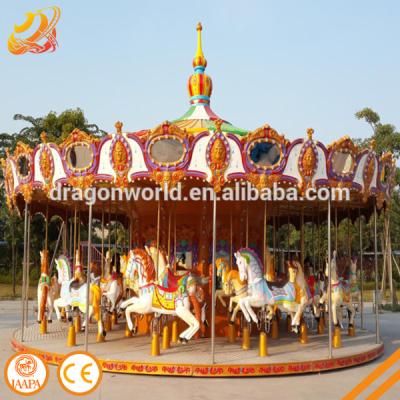 China Theme Park Carousel Double Horse With 32 Seats Led Lights For Kids And Adults for sale