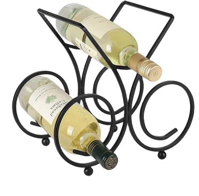 China New Kitchen Sturdy Home Black Iron Metal Stackable Wire Wine Rack for sale