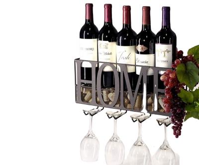 China Sustainable Black Metal Wine Glass 4 Racks Hanging Stemware Wall Mounted Glass Rack Wine Rack for sale