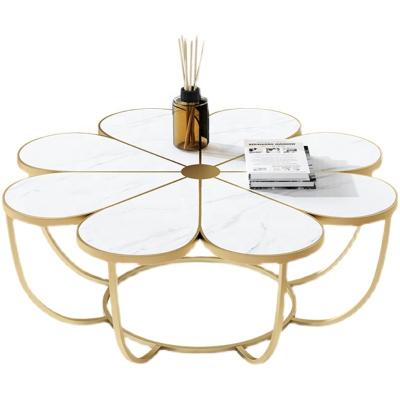 China Hot Sale Modern Design Stainless Steel Coffee Table Side Table Set Durable Artificial Marble Top End Table for sale