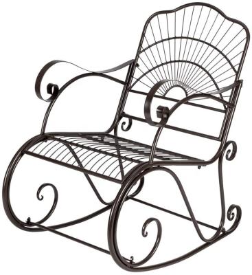 China Outdoor Weather Furniture Iron Rocking Chair With Sun Single Sofa Nostalgic Armrest Garden Recliner 1 Seat Chair Relaxing Antique Garden F Style for sale