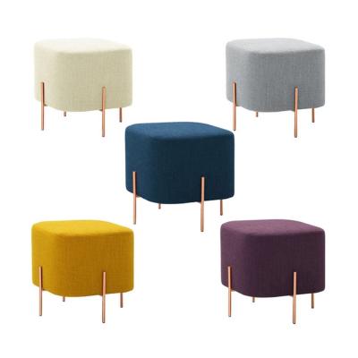 China Simple Design Adjustable Gold Stainless Steel (Other) Leg Brass Velvet Ottoman for sale