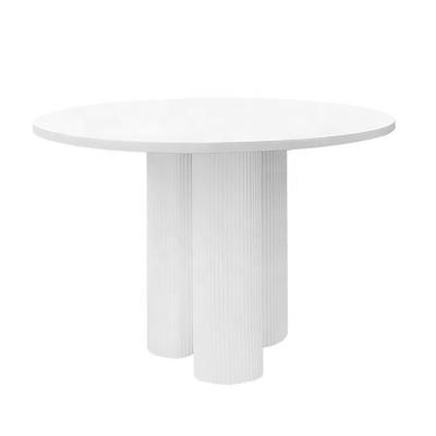 China Modern Design Wear Resistant Wholesale Custom Solid Wood Legs Round Platter Marble Stone Dining Table for sale