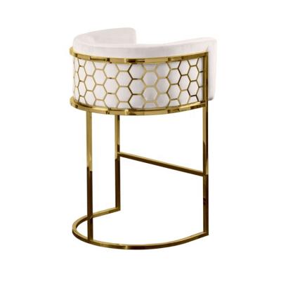 China Contemporary Made In China Modern Design White Velvet Upholstered Counter Bar Stool for sale