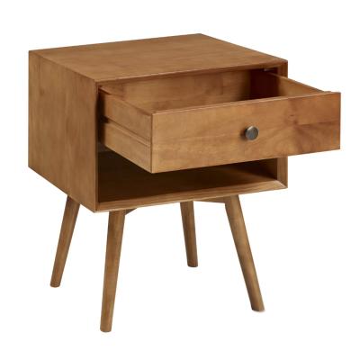 China Wood Modern Caramel Solid Wood Nightstand with Ample Storage Space for Bedroom for sale