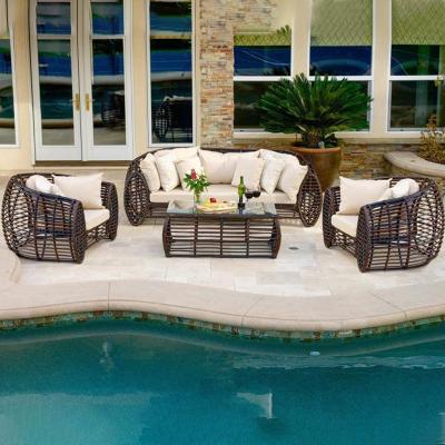 China Modern Outdoor Sofa Leisure Outdoor Balcony Terrace Courtyard Rattan Garden Chairs Furniture Combination for sale