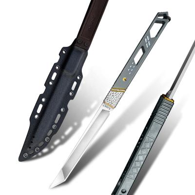 China Non-variable titanium handle survival outdoor hunting and diving M390 steel blade fixed knife with sheath for sale