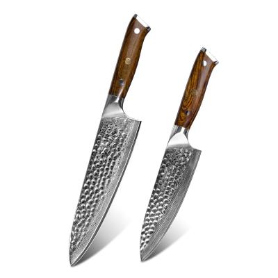 China Japanese Chef Knife 2 Pcs Set Of Damascus Stainless Steel Disposable Professional Multi Kitchen Use for sale