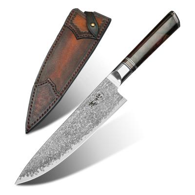 China High Hardness Butcher Forging Wood Handle Damascus 7.5 Inch Kitchen Stocked Steel Chef Knife for sale