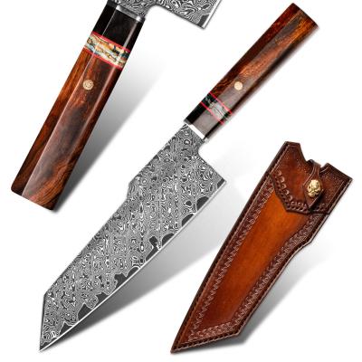 China 8in Ironwood Damascus Handle VG10 Damascus Blade Professional Stocked Kitchen Gyuto Santoku Steel Japanese Knife With Sheath for sale