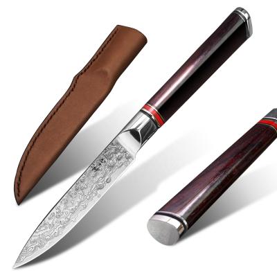 China Stocked 3.7in Damascus Sharp Steel Blade Kitchen Peeling Peeling Fruit Knife for sale