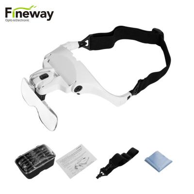 China Protect eyes hands free two way headband magnifier with led light to repair for handcraft reading FW-9892B2 for sale