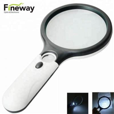 China Protect Eyes FW-6903B 90MM Optical Glass Len Handheld Reading Magnifier Jewelry Magnifier With LED Light for sale