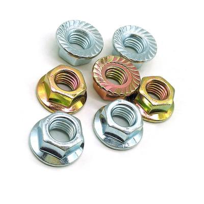 China Heavy Industry Flange Nuts Hex Color Non-Slip Galvanized Zinc With Washer Nut M3-M16 for sale