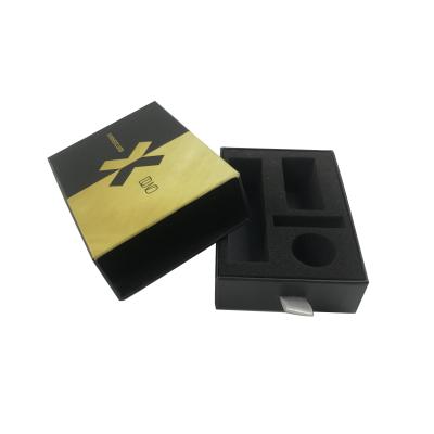 China Recycled Materials Custom Boxes With Logo Packaging Black Customized Cardboard Drawer Gift Box With Foam Insert for sale