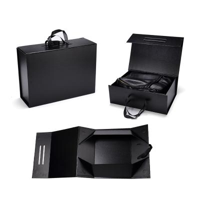 China Recycled Materials Matte Black Luxury Foldable Hard Closure Custom Paper Magnetic Gift Box for sale