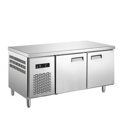 China Free Shipping Single-Temperature Commercial Worktop Freezer Kitchen Stainless Steel Work Bench Double Door Chiller Refrigerator for sale