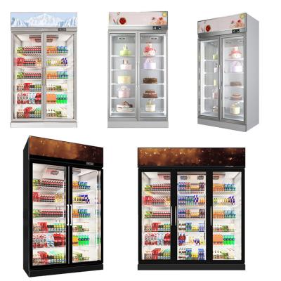 China Single-Temperature Supermarket Showcase Food Freezer Glass Door 2 Freezer Commercial for sale