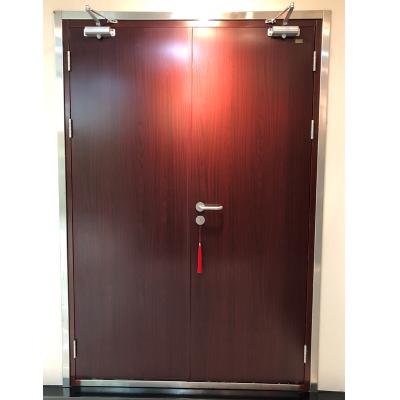 China Traditional Steel Residential Fire Rated Security Doors Wood Finish for sale