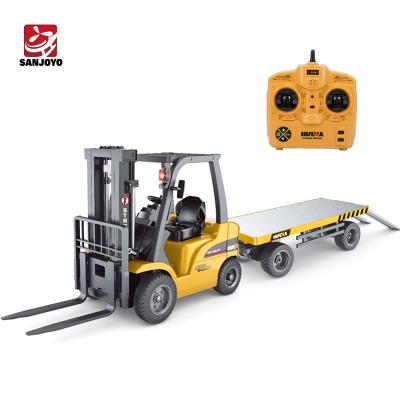 China RC Hobby Huina 1/10 1576 8 Channels 2.4GHz Alloy Forklift Construction RC Truck Remote Control Forklift With Flat Bed Car for sale