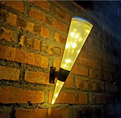 China Polycarbonate RGB Outdoor Waterproof Led Solar Security Torch Wall Sconce Lamp for Garden Path Yard Garage Solar Street Light Fixtures for sale