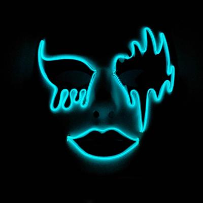 China Halloween Masquerade Party Eco-Friendly Horror EL Cold Light Costume Props Led Neon Props Glowing Up Mask for sale