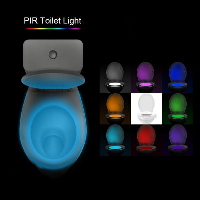 China Industrial Smart PIR Motion Sensor Toilet Seat Night Light 8 Color Backlight Waterproof For Toilet Bowl LED Luminaria Lamp WC Toilet Light for sale