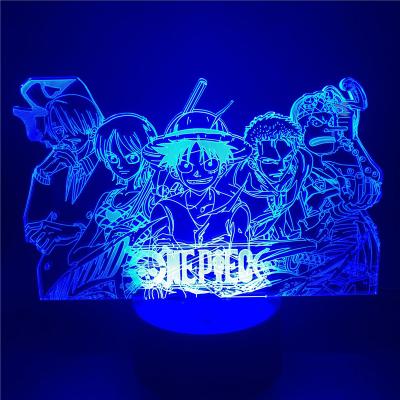 China Modern Luffy Sanji Zoro Nami 3D LED Illusion Touch Table Lamp One Piece Touch Table Optical Night Light Stock Number Lamp Bedside Decor Desk Lamp for sale